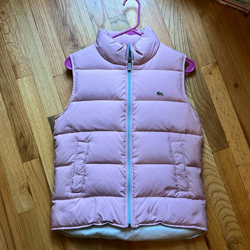 Lacoste Pink Down & Feather Puffer Vest Size 36